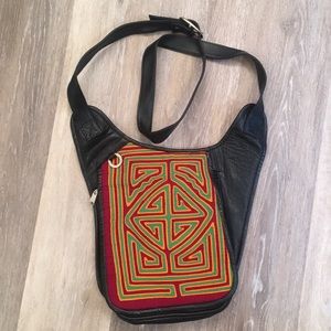 Handmade leather geometric crossbody bag